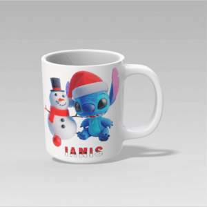 Cana personalizată cu Stitch – model Crăciun