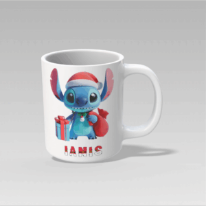 Cana personalizată cu Stitch – model Crăciun