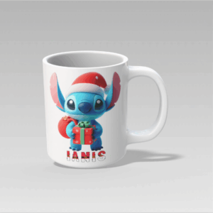 Cana personalizată cu Stitch – model Crăciun