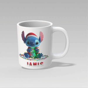 Cana personalizată cu Stitch – model Crăciun