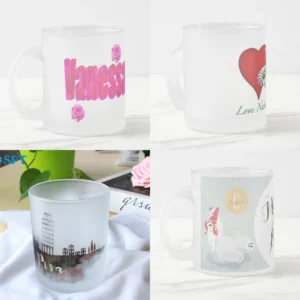 Cană din sticlă sablată personalizată cu fotografie, text sau design