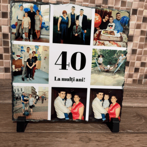Placă de ardezie colaj personalizată cu fotografii și text – Cadou aniversar unic