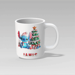 Cana personalizată cu Stitch – model Crăciun
