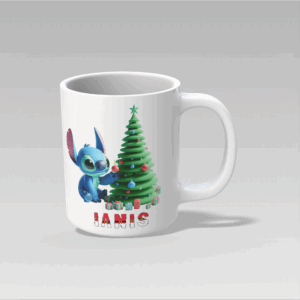Cana personalizată cu Stitch – model Crăciun