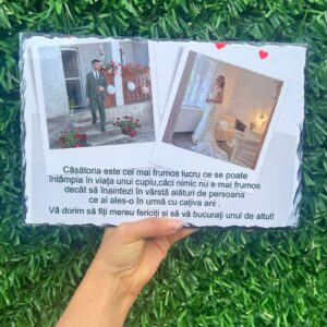 Placă de ardezie personalizată cu fotografii și mesaj – Cadou memorabil