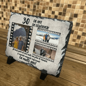 Placă de ardezie personalizată cu fotografii – Cadou aniversar