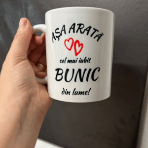 Cană personalizată „Așa arată cel mai iubit bunic din lume”