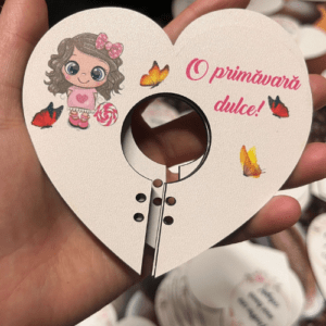 Blank mărțișor din MDF – Inima pentru ornat cu bomboana